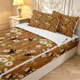 thumbnail image 3 of Erosebridal Bohemian Bug Bee Zipper Queen Comforter Set with Fitted Sheet and 2 Pillowcases,Retro Flowers Zipper Bedding Set,Brown White,Reversible,4pcs, 3 of 8