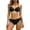 Black, variant on QURATI Swimwear Neck Tie Front Bikini Set: Adjustable Side Tie Bottoms Flattering Two Piece Swimwear Black L