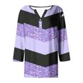 thumbnail image 5 of Blusas de Manga Corta para las Mujeres Impresas 3/4 Manga Cuello Redondo Blusa Casual, Ligero Diario Superior, 5 of 5