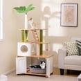 thumbnail image 2 of Gymax All-in-One Cat Tree w/ Litter Box Enclosure Cat Tower Scratching Posts Ladder, 2 of 10