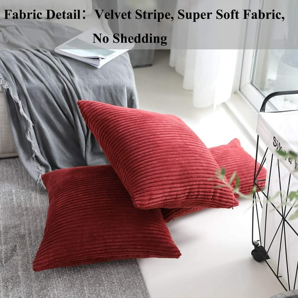 Lot de 2 housses de coussins carrés décoratifs pour l'extérieur, housses de coussin  pour chaise, 16 x 16 pouces, 40 cm, rouge foncé 