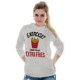 thumbnail image 3 of Exercise You Said Extra Fries Foodie Plus Size Long Sleeve Graphic Tee Shirt Brisco Brands 3X, 3 of 5