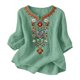 thumbnail image 2 of Neewe Women's Embroidered Tops 3/4 Sleeve Traditional Boho Shirts for Women V Neck Peasant Tunic Blouses, 2 of 8