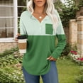 thumbnail image 2 of Enjoytime Womens Tops Fashion Patchwork V-Neck Button Down Shirts Business Casual Long Sleeve Blouses Fall Wnter Trendy Clothes 2025 Mint Green M, 2 of 7