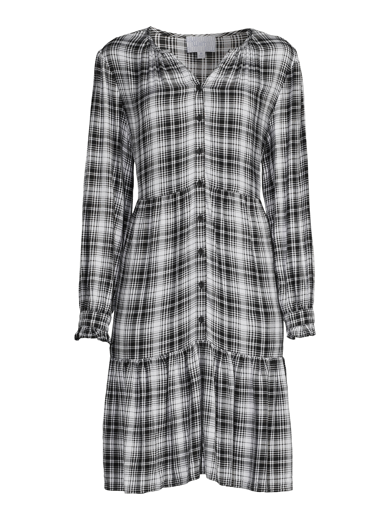 Blu White Blu Women's Plaid Ruffle Hem Dress