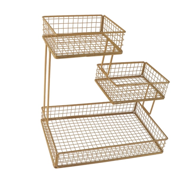 Cesta de frutas, cuenco, estante de encimera de cocina, mostrador de varios niveles, gran capacidad, cuenco para verduras, estante de almacenamiento oro
