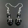 thumbnail image 4 of K-KED Wholesale Natural 6-12mm agate jade round beads dangle 925 silver hook earrings-White, 4 of 9