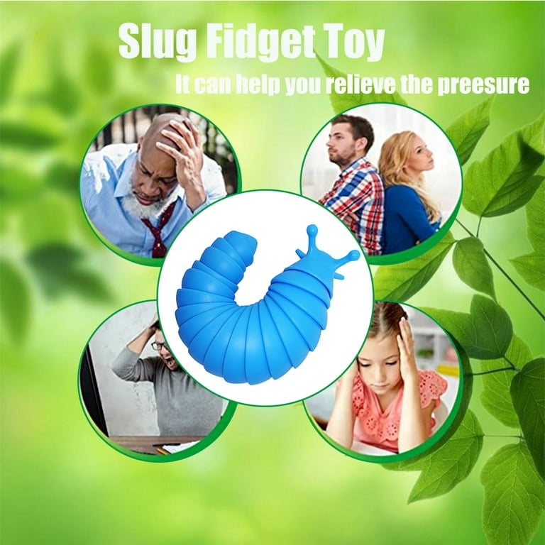3D Printed Articulated Sticky Stretch Slug Fidget Toy, Fidget Slug  Articulating Stim Toy Desk Pet, Flexible Slug Caterpillar Gag Gifts for Kids,  Adults, Sensory Toys for Autistic 