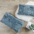 thumbnail image 4 of Home Soft Things Luxury Shaggy Faux Fur Throw Pillow Cases, Ultra Soft Plush Pillow Covers Fluffy Decorative Cushion Covers, No Pillow Insert, Set of 2, Silver Blue, 14x26 Inch, 4 of 7