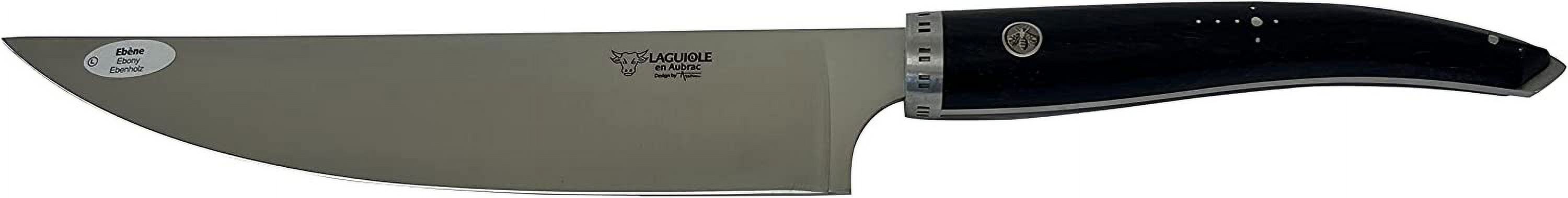 Laguiole en Aubrac Cuisine Gourmet Stainless Fully Forged Steel Made In France Essential 2-Piece Premium Kitchen Knife Set With Ebony Wood Handles, 8-Chef Knife And 4-in Paring Knife