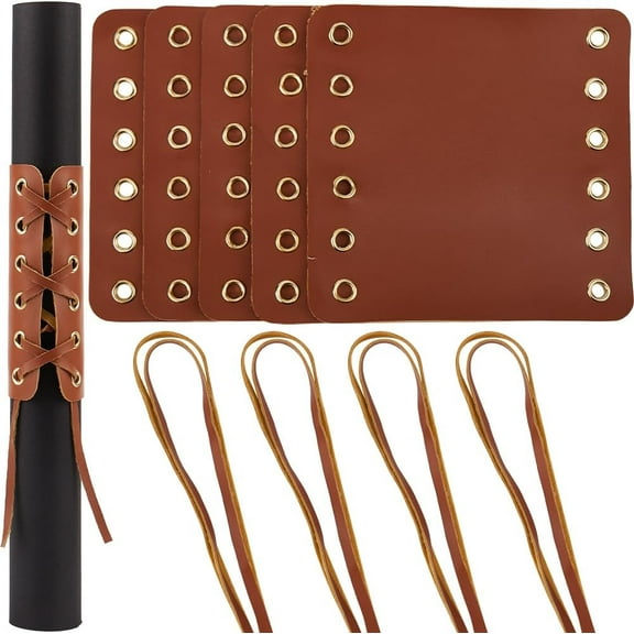 20Pcs Leather Walking Stick Grip Kit Anti-Slip Handlebar Hand Grips Thruster Covers Wraps with 20Pcs Strap Rope for Motorbikes Bicycle Modification Accessories Camel Color 4.61 x 4.37 Inch colorful