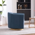 thumbnail image 6 of Leumius Swivel Barrel Chair with Solid Wood Base, Comfy Channel Tufted Accent Round Armchair, Single Club Sofa for Living Room Bedroom Reading Nook Corner Apartment, Blue, 6 of 9