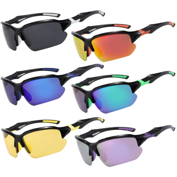 6 Pcs Polarized Cycling Sunglasses for Men Women, Half Frame Sports Sunglasses with UV400 Protection