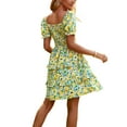 thumbnail image 6 of YNIQUE Women's Dresses Casual Summer Print Ruffle A Line Short Sleeve Mini Floral Dress for Women, 6 of 8
