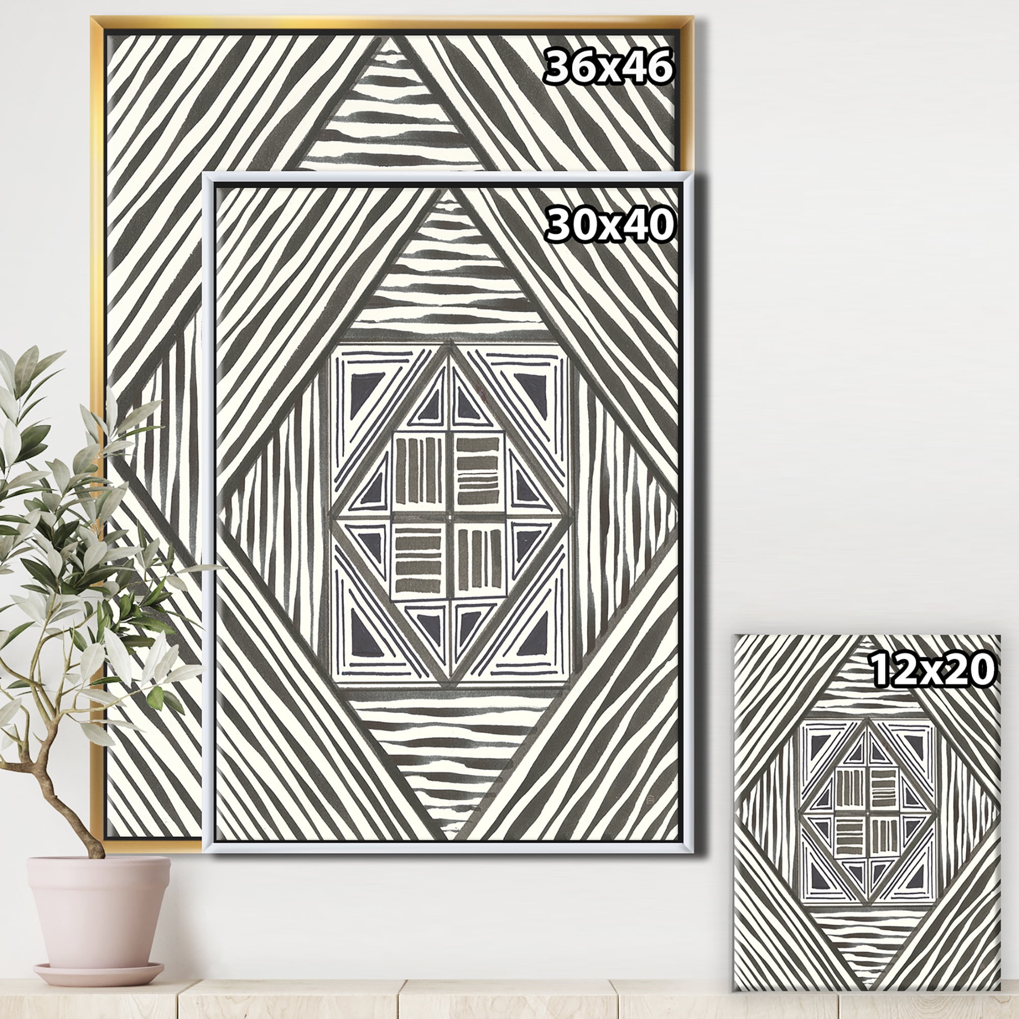Designart ' Minimalist Graphics II ' Transitional Framed Canvas