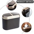 thumbnail image 4 of Mini bote de basura para automóvil con tapa, caja de almacenamiento pequeña para automóvil, contenedor de basura de plástico para vehículos, contenedor de basura con doble tapa para automóvil(dorado), 4 of 5