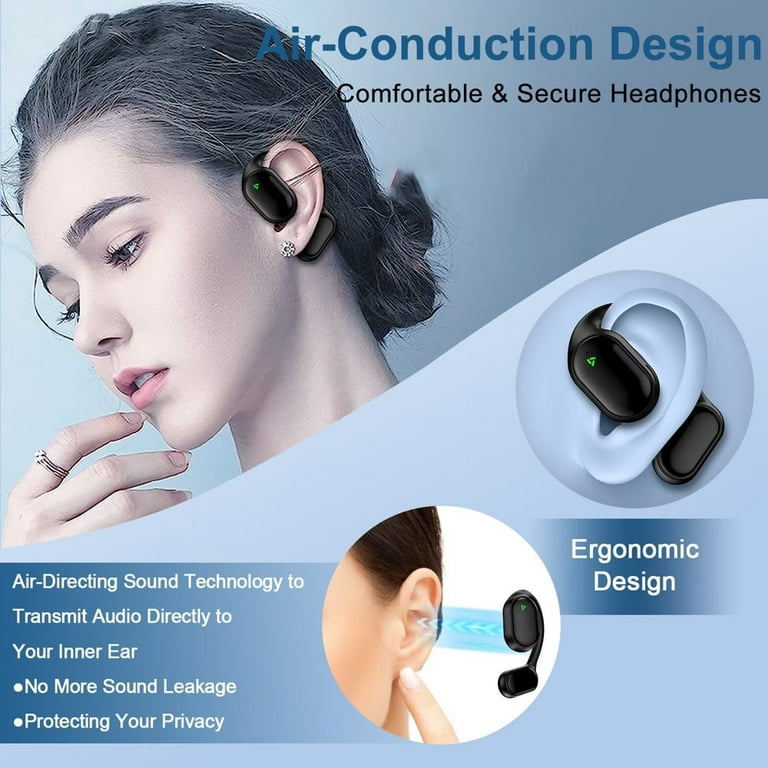 NEWCE Wireless Earbuds Air Conduction Bluetooth 5.3 Headphones for Android 36H Playtime Open Ear Earphones with Adjustable Earhooks Noise Cancelling Earbuds IPX5 Waterproof Headsets fo Walmart