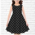 thumbnail image 2 of AJTQTH Sundress for Girls Crewneck Sleeveless Tunic Flowy Midi Dress Cute Polka Dots Printed Gowns Stylish Frocks for Party School Summer Casual Black 4 Years, 2 of 3