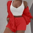 thumbnail image 1 of Conjunto de pijama de dos piezas de manga larga con capucha y chaquetas informales para mujer, de terciopelo de doble cara, con capucha, de manga larga, con pantalones cortos y chaqueta, abrigo y pant, 1 of 6