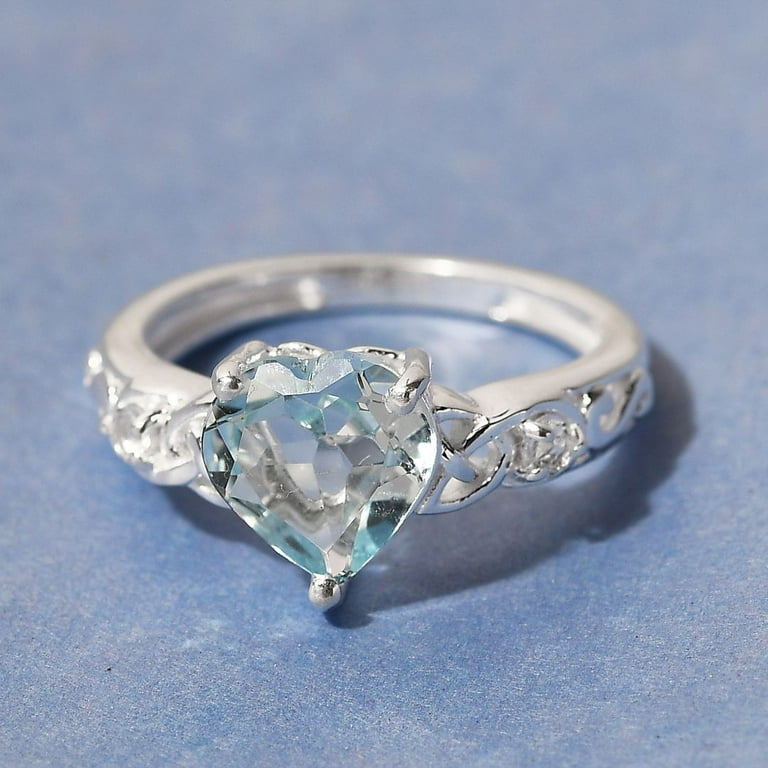 SHOP LC 925 Sterling Silver Heart Blue Topaz November Birthstone Ring for Women Promise Jewelry Beautiful Wedding Ct 1.7 Size 5 Birthday Gifts for