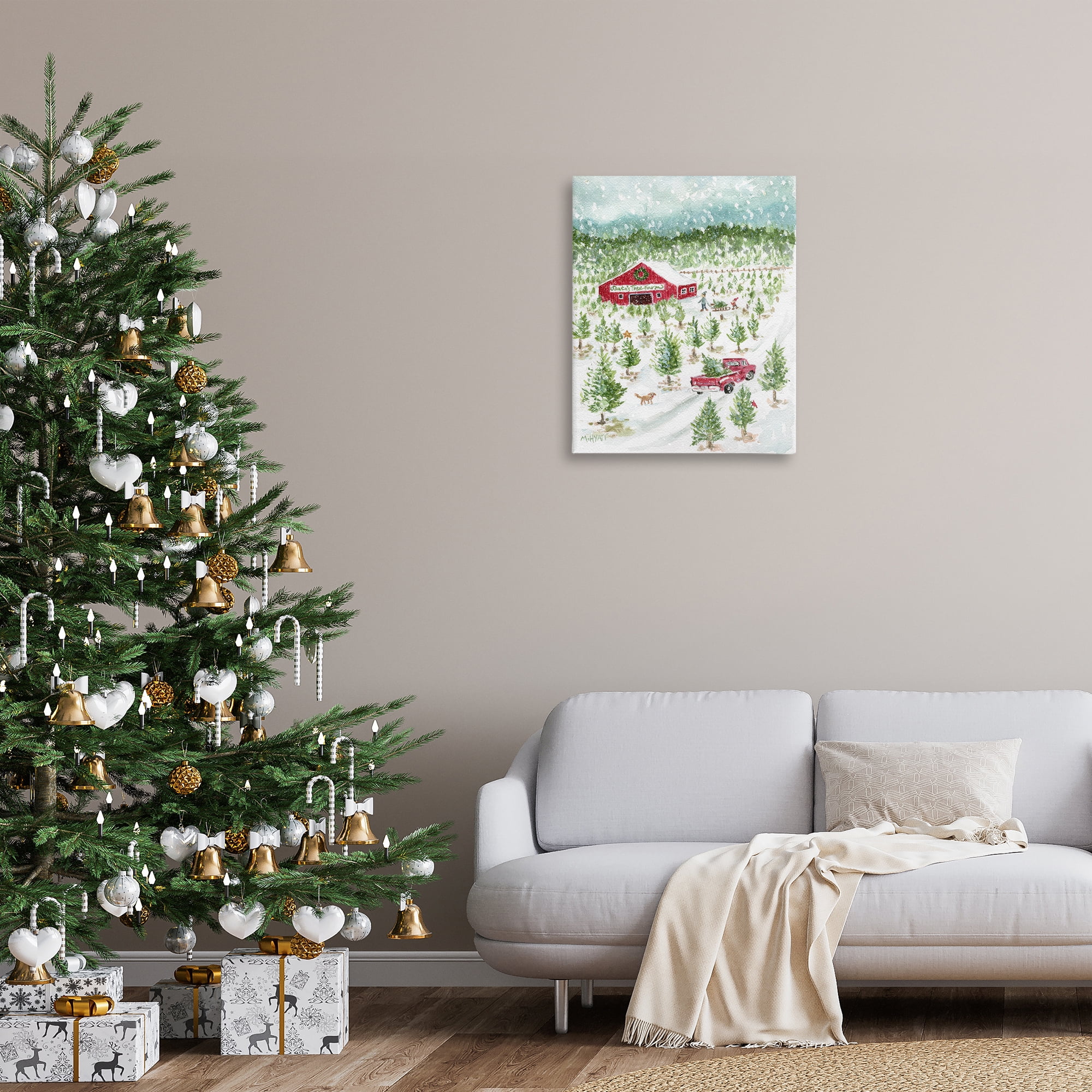 Stupell Industries Christmas Tree Farm Holiday Painting Gallery Wrapped Canvas Art Prints Wall Art, 24 x 30