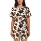thumbnail image 1 of Fotbe Cow Tie Dye Conjunto de Pijama Estampado para Mujer, 2 Piezas, Ropa de Dormir con Camiseta de Manga Corta y Shorts Suaves-Small, 1 of 6