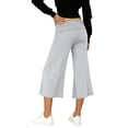 thumbnail image 4 of Dwellite Women's Casual Wide Leg Cropped Pants Low Rise Fold Over Stretch Pants for Summer Beach Holiday Streetwear White XL, 4 of 5