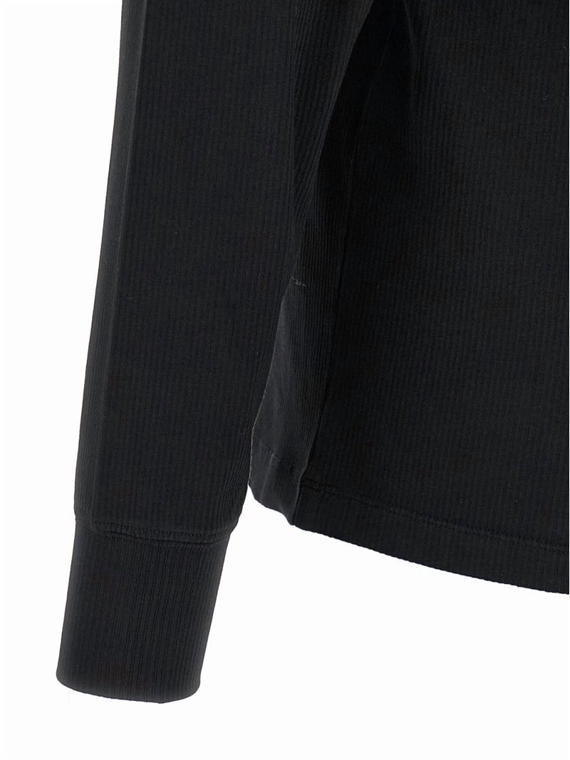 Tシャツ・カットソー Tom Ford Tailored Black Henley T-Shirt With Ribbed Detailing Tom Ford Tailored Black Henley Top With Ribbed Texture