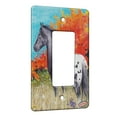 thumbnail image 1 of KuzmarK™ 1 Gang Rocker Wall Plate - Black Blanket Appaloosa in Autumn Horse Art by Denise Every, 1 of 1