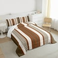 thumbnail image 3 of Homewish Geometric Stripes Bedding Comforter Set,Modern Abstract Geometric Twin Comforter Sets,Beige Brown Bedding Set For Men Women,Super Cozy Room Decor Reversible,2-Piece, 3 of 8