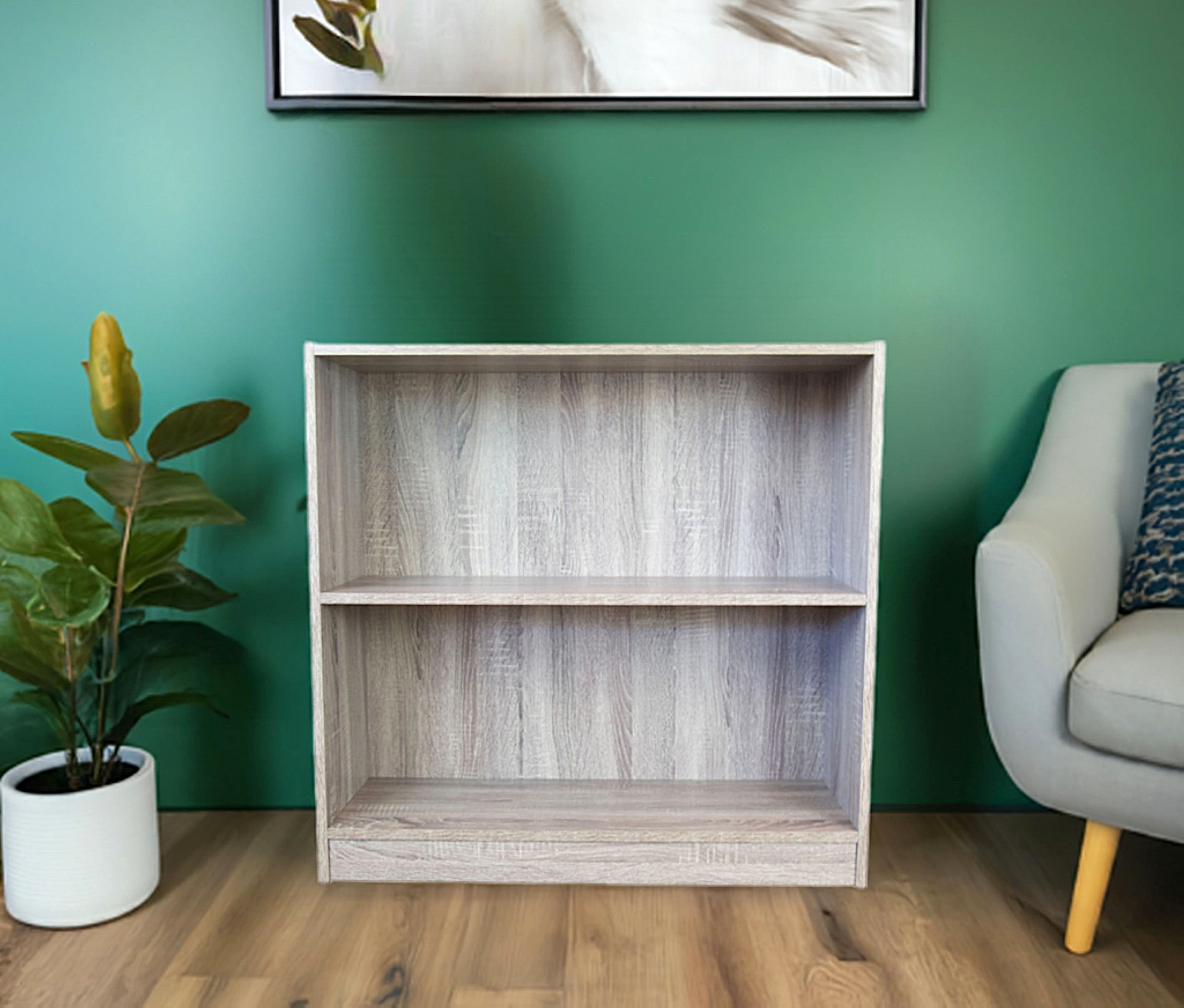 Slide Logic 3 Tier 30"H x 32"W Bookcase with Footer in Driftwood