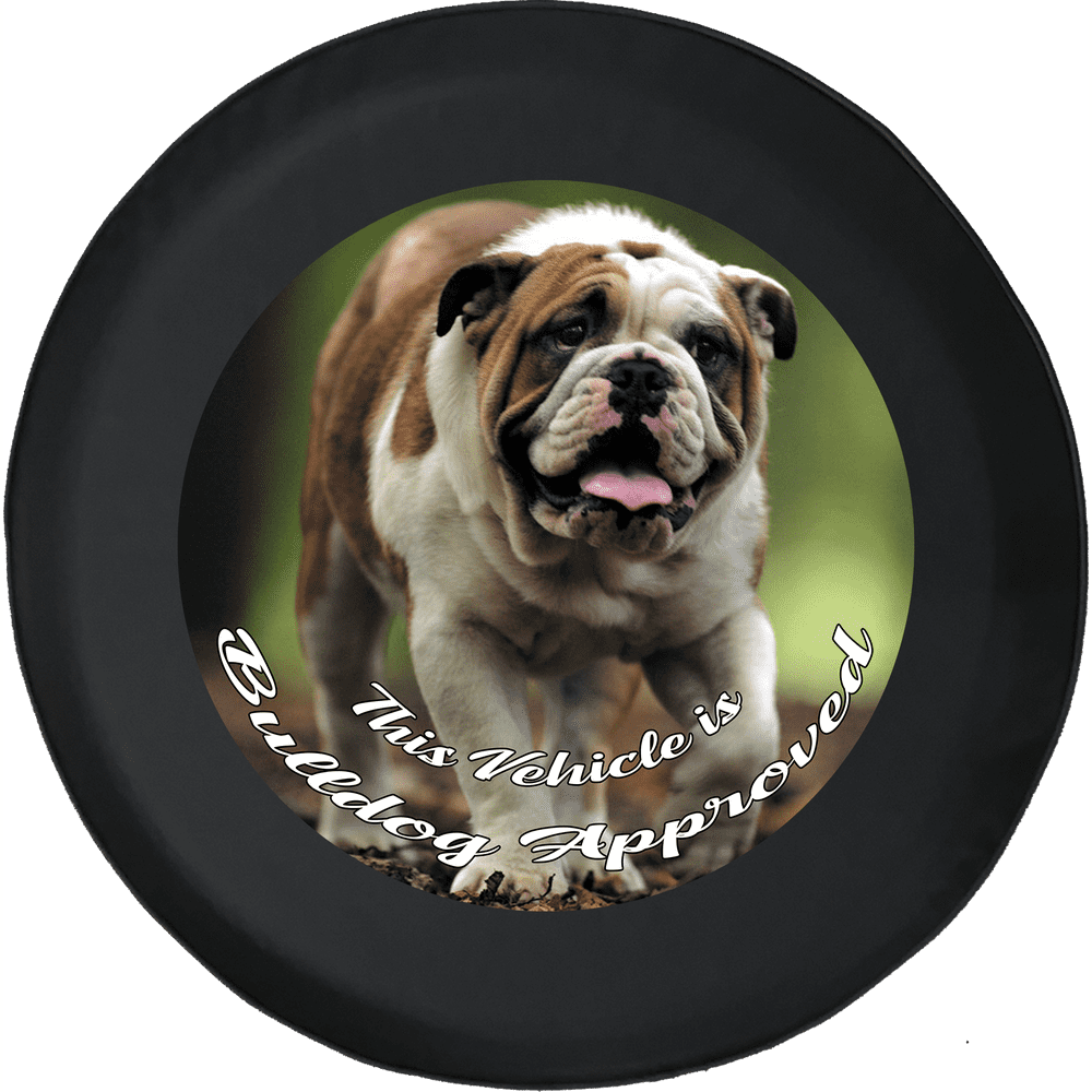 This Vehicle is Bulldog Approved Dog Spare Tire Cover fits Jeep RV