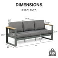 thumbnail image 5 of Aoodor 3-Seater Patio Aluminum Sofa Set, Deep Seat Metal Outdoor Couch with Thick All-Weather Cushions, Grey Conversation Furniture, 5 of 9