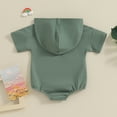 thumbnail image 3 of Bagilaanoe Newborn Baby Boy Hooded Rompers Short Sleeve Bodysuits 3M 6M 12M 18M Infant Casual One Piece Short Jumpsuit, 3 of 7