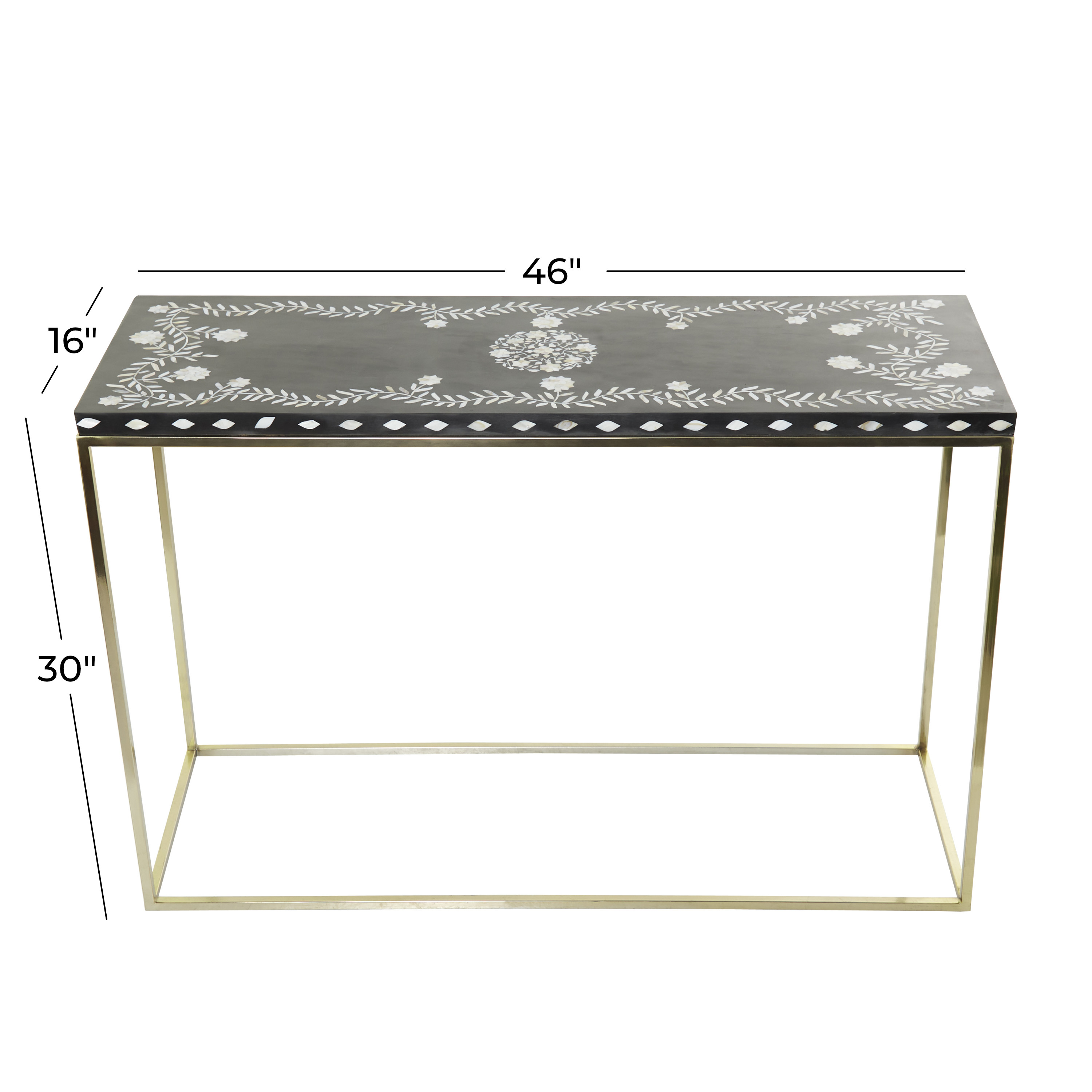 DecMode 30" x 46" Gold Wood Eclectic Console Table