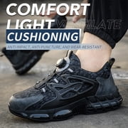 Men Steel-Toe Work Safety Boots Rotating Buckle Design Indestructible Work Shoes