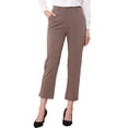 thumbnail image 1 of Pantalones de trabajo de mujer Inspire Chic de cintura alta, con elástico en la parte posterior, de longitud hasta el tobillo, talla XL, color marrón sólido, 1 of 6
