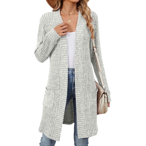 Coglid Cardigan Sweaters for Women Long Button-Down Ribbed Knit with Pocket S-2XL