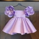 thumbnail image 2 of Vestido Para Niñas, Ropa Para Niñas Pequeñas, Color Sólido, Retro, Flores 3D, Manga Corta, Vestido De Fiesta De Cumpleaños, Vestidos Para Niños, Púrpura Odeerbi  LM103-8870, 2 of 4