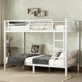 thumbnail image 2 of Metal Twin XL Bunk Bed Metal Bed Frame with Side Ladder and Safety Rails Bunk Bed Twin XL over Twin XL for Teens and Adults White, 2 of 9