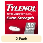 (2 pack) Tylenol Extra Strength Caplets with 500 mg Acetaminophen, 50 Ct