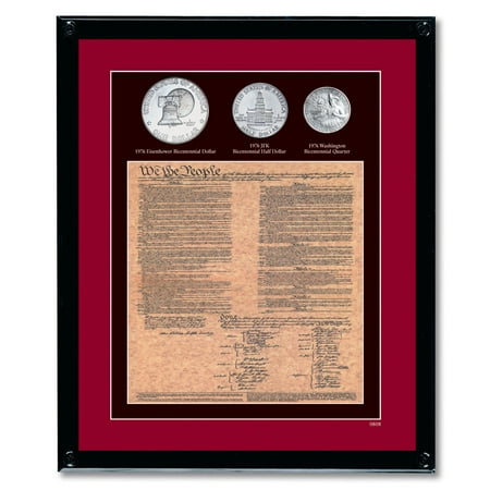 American Coin Treasures Framed U.S. Constitution With All 3 Bicentennial Coins