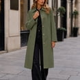thumbnail image 2 of uublik Womens Long Trench Coat Green Long Sleeve Classic Overcoat Open Front Cardigan Jacket, 2 of 7