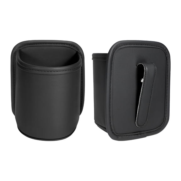 2 Pack Large Cup Holder for Car Door Pocket Seat Clip On Beverage Drink Holders Organizer Scratch-Resistant PU Leather Black