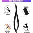 thumbnail image 6 of Cross Edge Spring Scissors 5 Inch straight Stainless Steel Precision Eyebrow & Eyelash Shaping & Trimming Scissor, Snips Squeeze, Embroidery, Knitting Micro Tip Craft Scissors (Black), 6 of 18