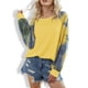 thumbnail image 2 of Camiseta de mujer seitruly Tie Dye Costura impresa manga larga Amarillo M, 2 of 7