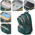 thumbnail image 4 of Green and Gold Marble Pattern Backpack for School, Cute School Bag with Adjustable Shoulder Straps and Padded Back, 16.9"x12.6"x5.9", 4 of 5