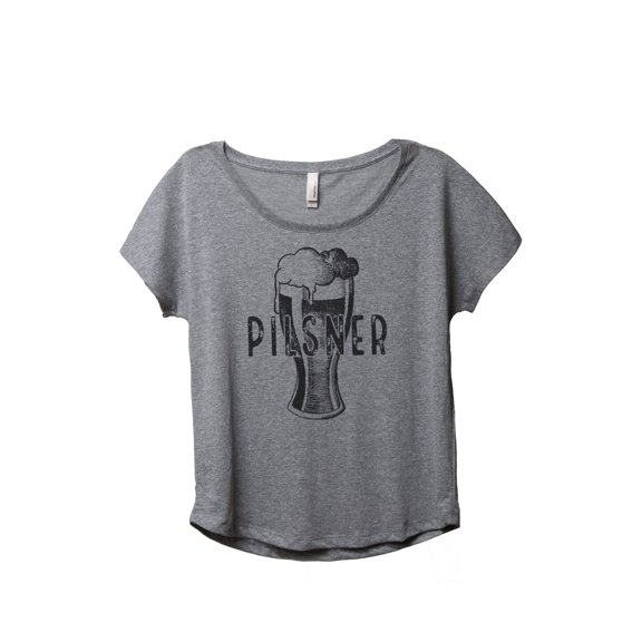 Thread Tank Pilsner Glass Sketch Women's Relaxed Slouchy Dolman T-Shirt Tee Heather Grey Small
