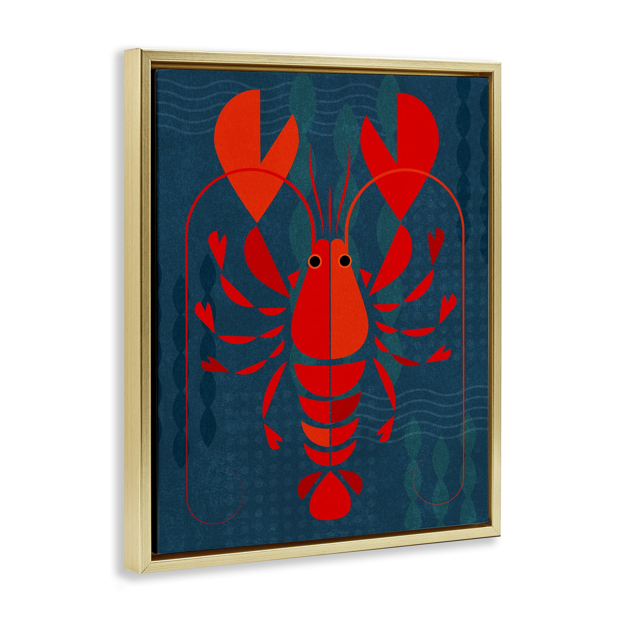 Stupell Industries Red Segmented Lobster Animals Painting Gold Floater Framed Canvas Art Print Wall Art, 17 x 21