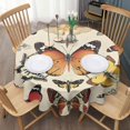 thumbnail image 3 of Beige Butterfly Moth Pattern Round Tablecloth 60"x60",Wrinkle Wipeable Table Cloth for Kitchen Dining Room Picnic Patio Party, 3 of 6